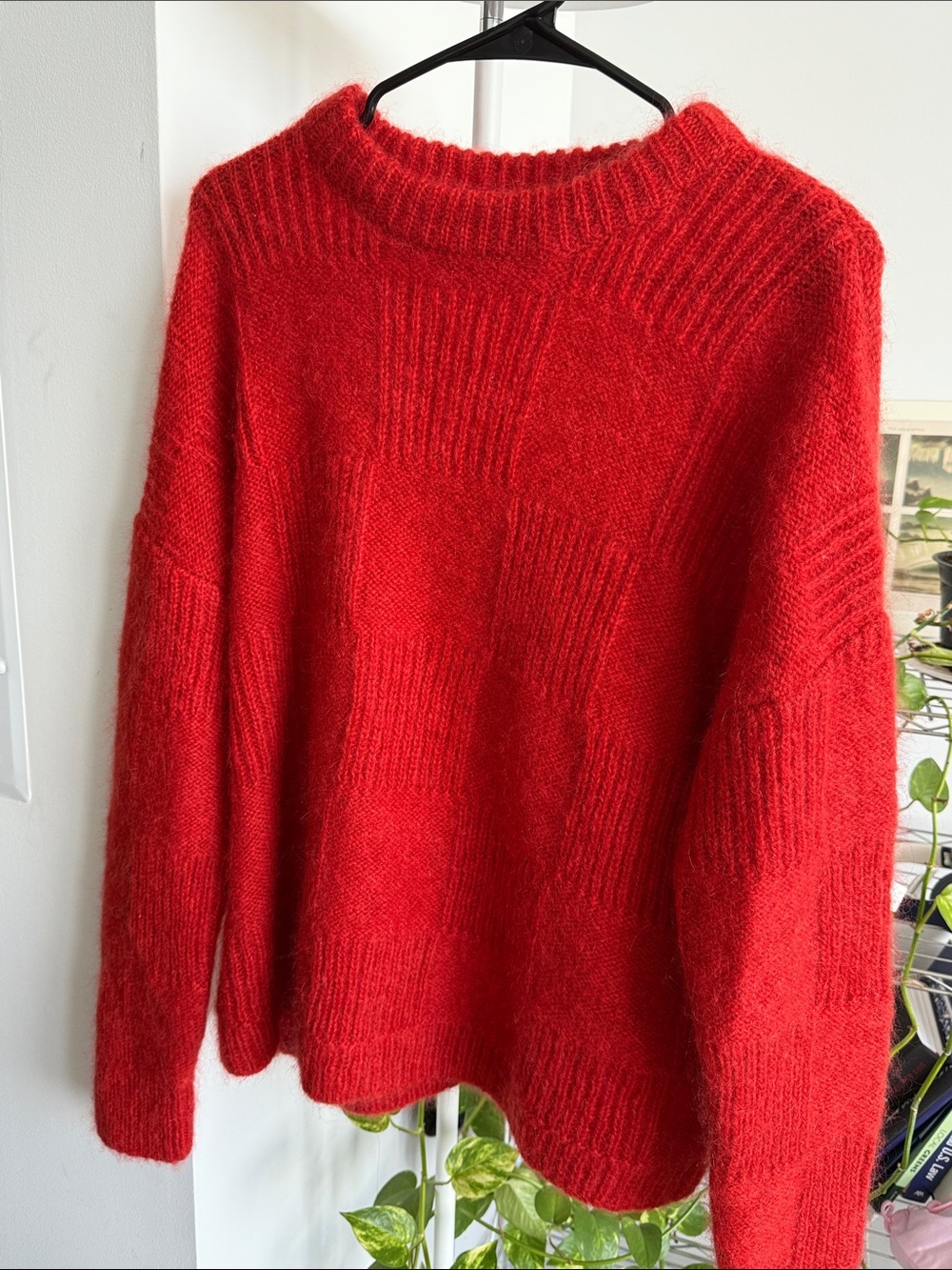 Neiwai Cozy Plaid Texture Sweater - Women's Pullover - Baked Apple